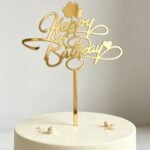 Gold Mirror Acrylic Happy Birthday Cake Topper
