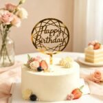Gold Mirror Acrylic Happy Birthday Cake Topper