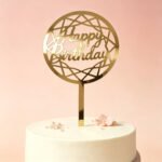 Gold Mirror Acrylic Happy Birthday Cake Topper