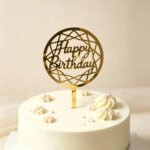 Gold Mirror Acrylic Happy Birthday Cake Topper