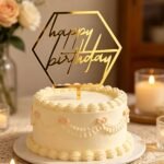 Gold Mirror Acrylic Happy Birthday Cake Topper
