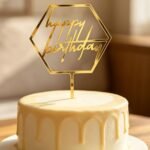 Gold Mirror Acrylic Happy Birthday Cake Topper