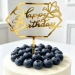 Gold Mirror Acrylic Happy Birthday Cake Topper