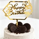 Gold Mirror Acrylic Happy Birthday Cake Topper