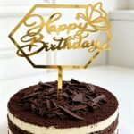 Gold Mirror Acrylic Happy Birthday Cake Topper