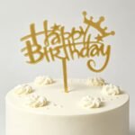 Gold Mirror Acrylic Happy Birthday Cake Topper