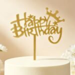 Gold Mirror Acrylic Happy Birthday Cake Topper