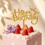Gold Mirror Acrylic Happy Birthday Cake Topper